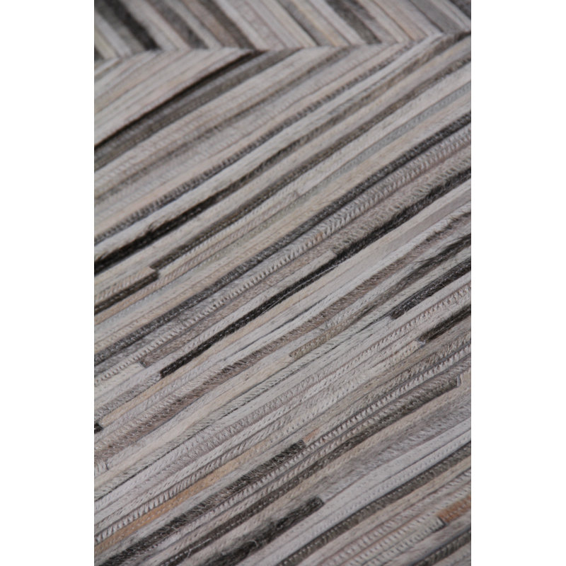 Hand Woven Chevron Area Rug, Gray/Beige/Ivory, Rectangle 5' x 8'