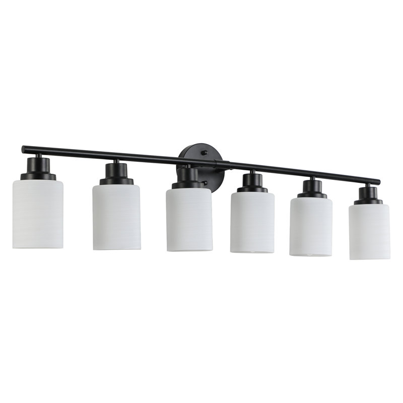Miroir de salle de bain 39 po à 39 lumières pour salle de bain 39 po, verre blanc givré avec cadre en fer noir, applique murale contemporaine pour la chambre à coucher, la salle de bain et le vestiaire (sans ampoules)