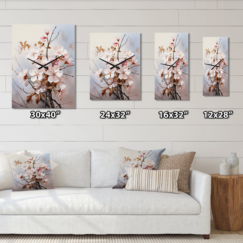 Horloge murale florale, H 40 po x l 30 po x P 1 po