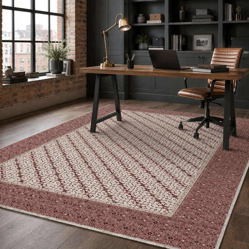 Oriental Cotton and Chenille Flatweave Area Rug, 160 cm round