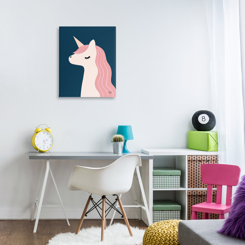  "Relaxed Unicorn" sur toile bleue par Jessica Beck, H 30 po x l 24 po