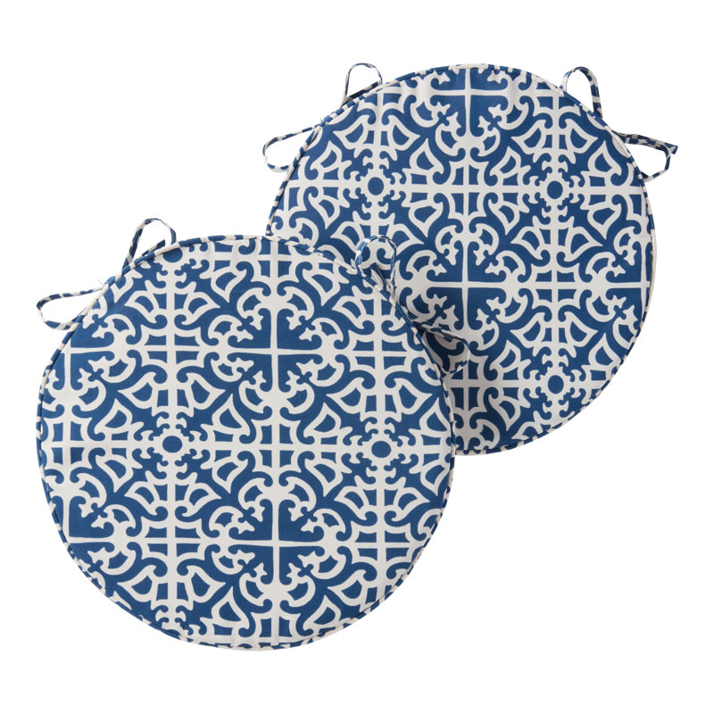 Outdoor Round Dining Chair Seat Pad, Indigo