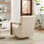 Fauteuil d'appoint pivotant moderne avec accoudoirs en bois massif et rotation à 360 degrés-130411705