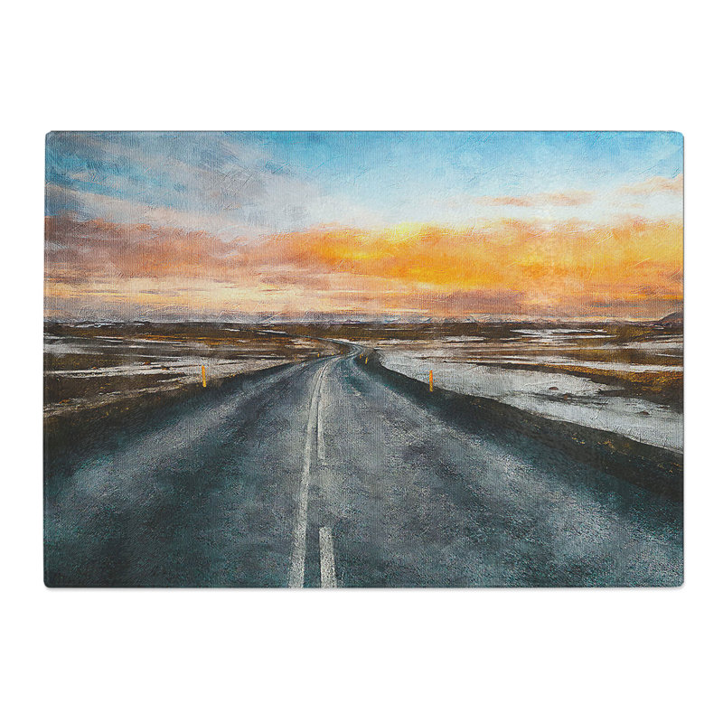 Tempered Glass Road Through Iceland Chopping Board, 20 cm x 28.5 cm