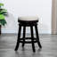 Tabouret de bar 30 po avec finition, revêtement en tissu beige relaxant, tabouret pivotant fonctionnel, coussin de siège, base en bois franc stable, liberté de mouvement à 360 degrés