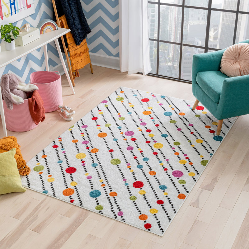Abdulkadir Striped Polypropylene Rug, Rectangle 5' x 7'