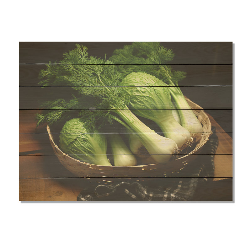 Kitchen Fennel Herbs Fantasy 5 - Herbes florales sur bois, H 24 po x l 32 po x P 0,78 po