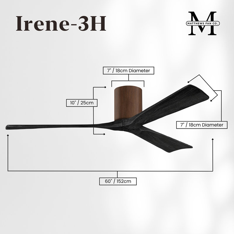 Irene Ceiling Fan, Walnut, Matte Black, 60"