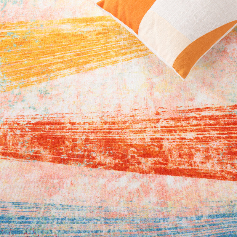 Tapis rose / bleu / orange à motif abstrait Nichalas, Rectangle 4 pi 4 po x 6 pi