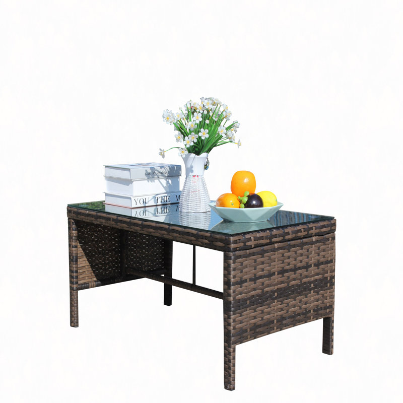 Table basse d'extérieur 1 table basse avec verre trempé transparent