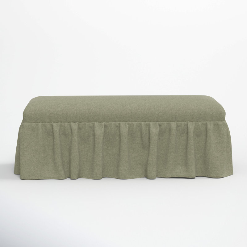 Nia Ruffle Dining Bench, Zuma Laurel Textured Linen