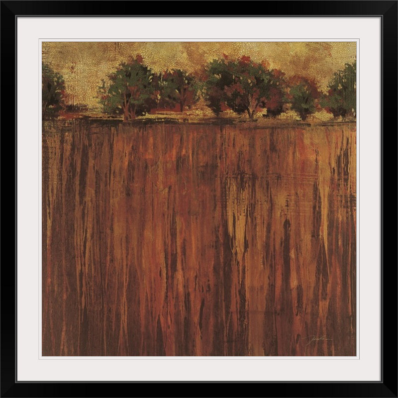 «Horizon Line with Trees II» par Liz Jardine, reproduction d'art, Cadre noir, H 20" x l 20" x P 1"