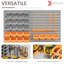 Ensemble de supports pour outils perforés muraux DURHAND 44 pièces avec divers bacs de rangement, panneaux perforés et crochets, orange