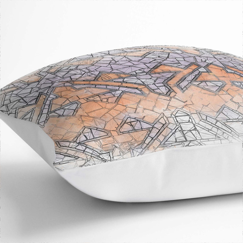 Mosaic Angles Cushion with Filling, 55cm H x 55cm W x 20cm D, White