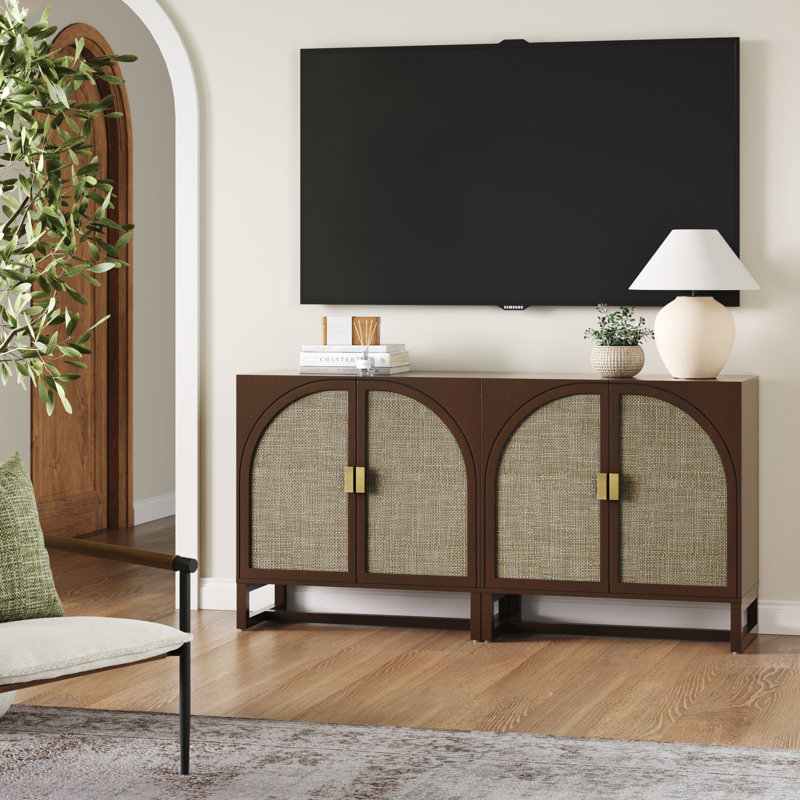 Wood Storage Cabinet Or TV Stand, Dark Acacia