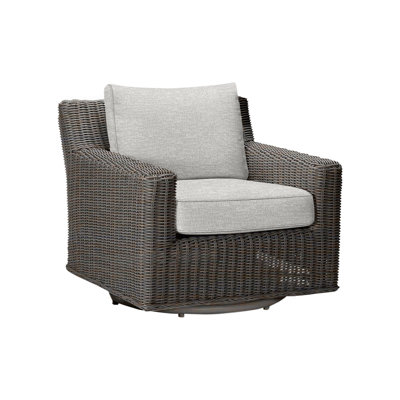 Rustic Swivel Patio Chair with Cushions