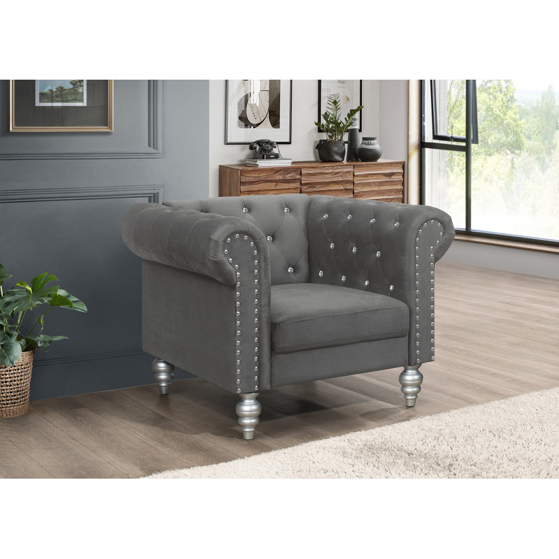 Fauteuil club Jacameron, Velours gris