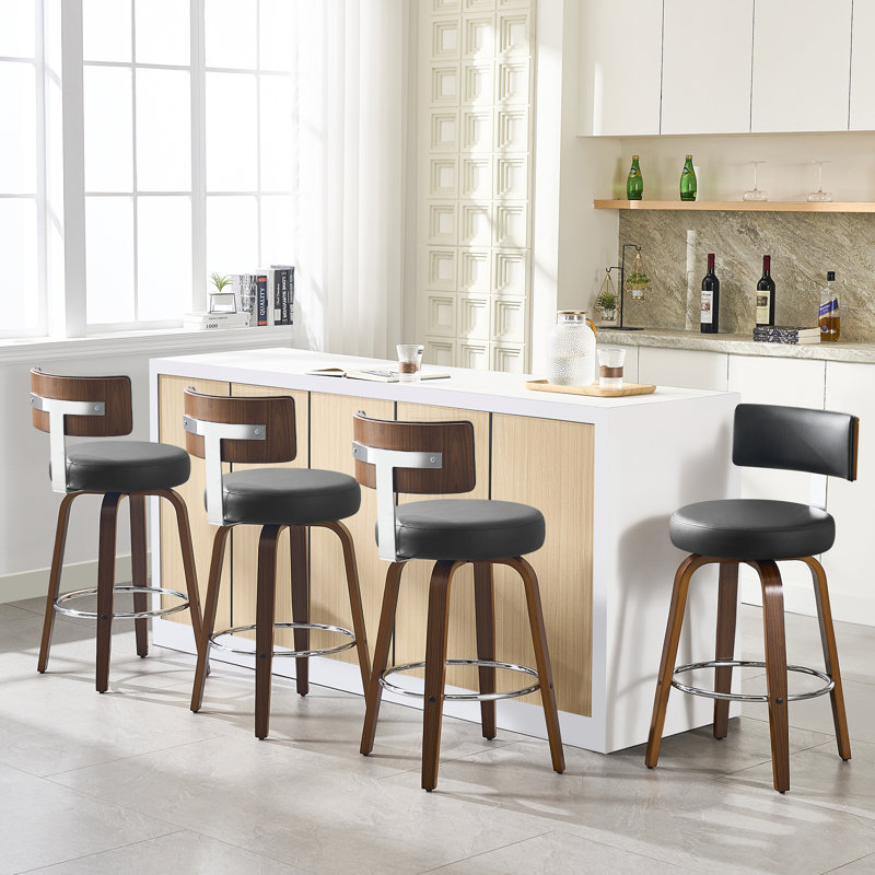 Swivel Upholstered Counter & Bar Stool, Counter Stool (26" Seat Height), Black