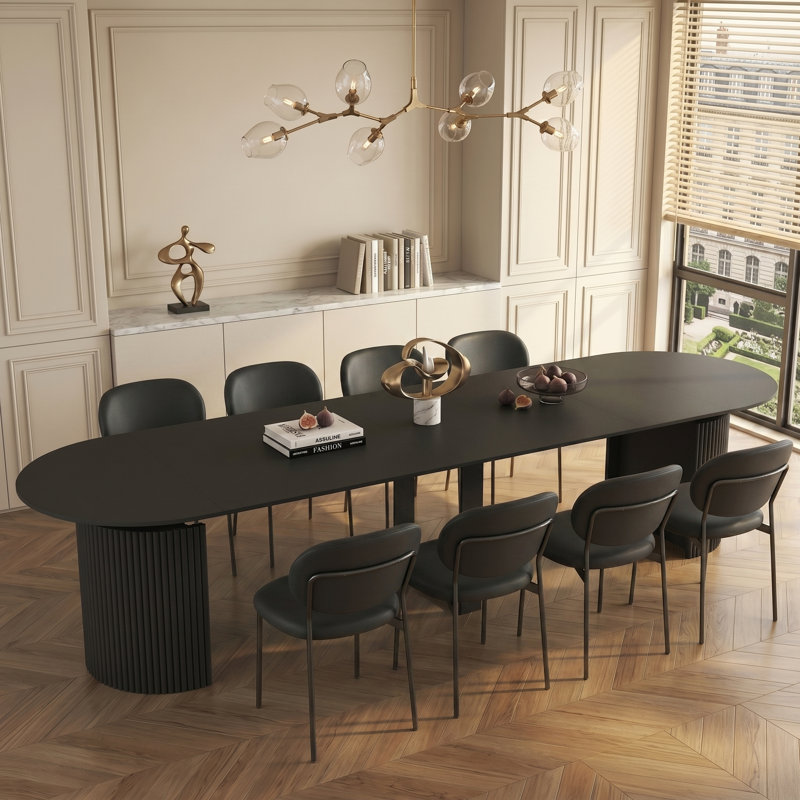Console extensible de 133 po jusqu'à la table de salle à manger, peut accueillir jusqu'à 10 personnes, Noir