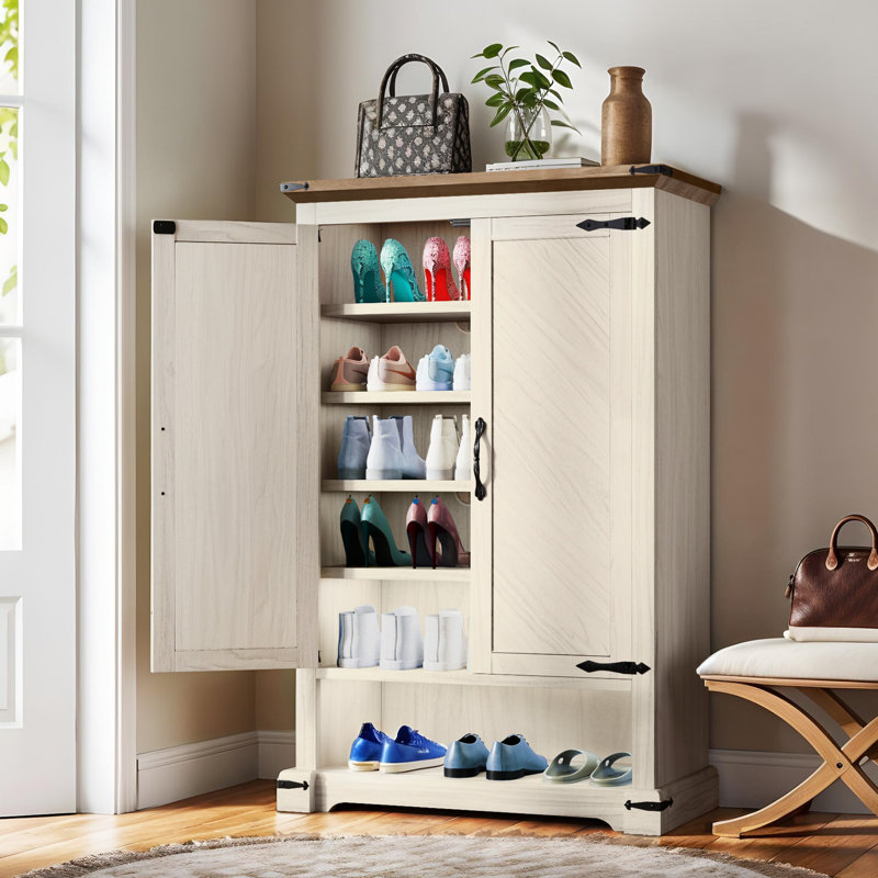6-Tier Wooden Shoe Cabinet with Adjustable Shelves for Hallway Storage