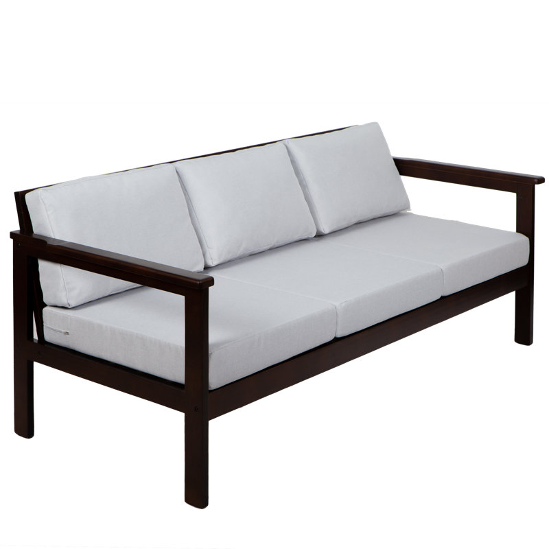 Jaqualyn 164cm Wide Pine Garden Sofa with Cushions, Black, Platinum
