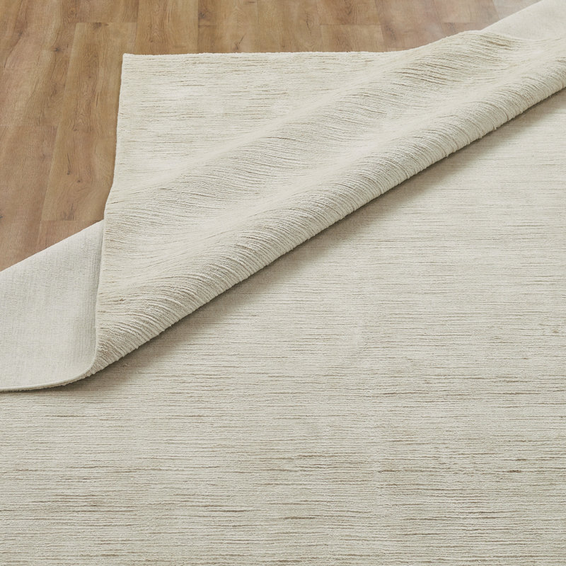 Lumiere Driftwood Natural Silk Hand Loomed Area Rug, Ivory, Rectangle 5'9" x 8'9"