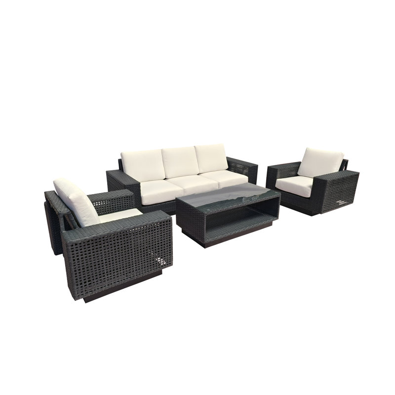 Ensemble de conversation d'extérieur 4 pièces avec chaises et coussins Sunbrella Aceline