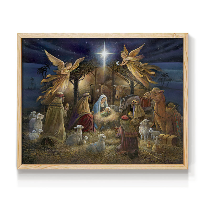 Crèche de Noël - Reproduction encadrée - Restickable, Naturel, H 16 po x l 20 po