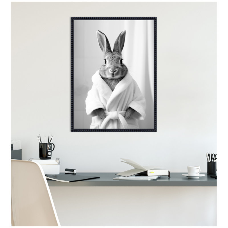Impression sur toile encadrée, "Bunny", noir et blanc par The Creative Bunch Studio, Black