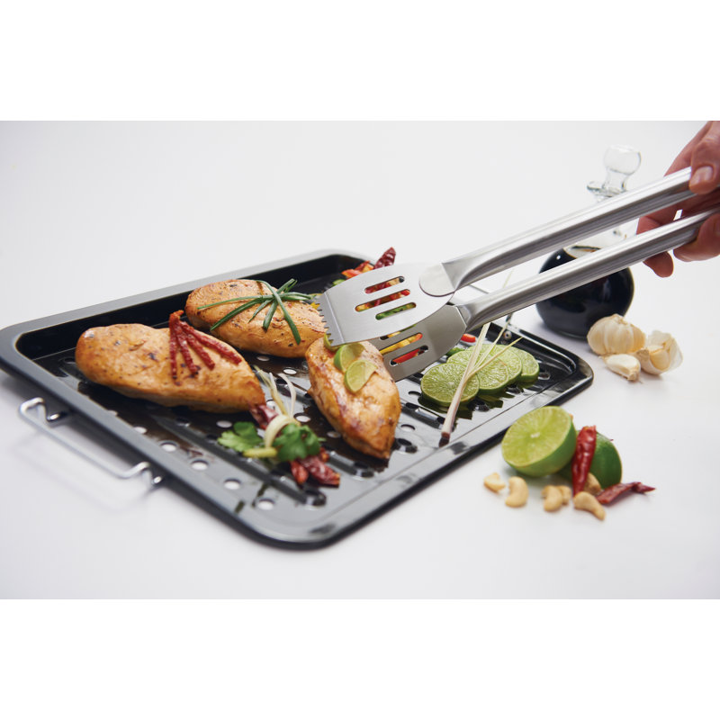 Black Porcelain Grill Topper with Stainless Steel Handles