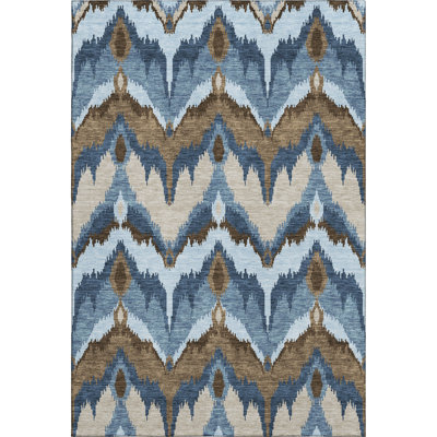 Premium Machine Washable Prisco Blue Rug