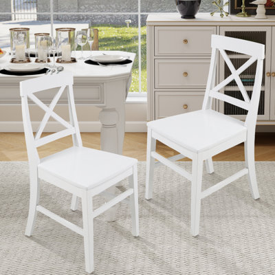 Acacia Wood Country Farmhouse Cross Backdining Chairs (Set Of 2)