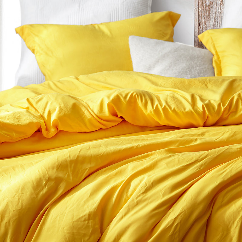 Down Alternative Ultra Cozy Comforter and Duvet Cover Set, Queen Comforter + 2 Shams, Yellow