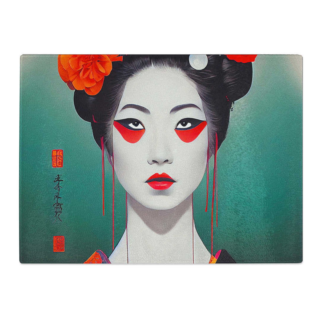 Contemporary Geisha No.5  Glass Chopping Board