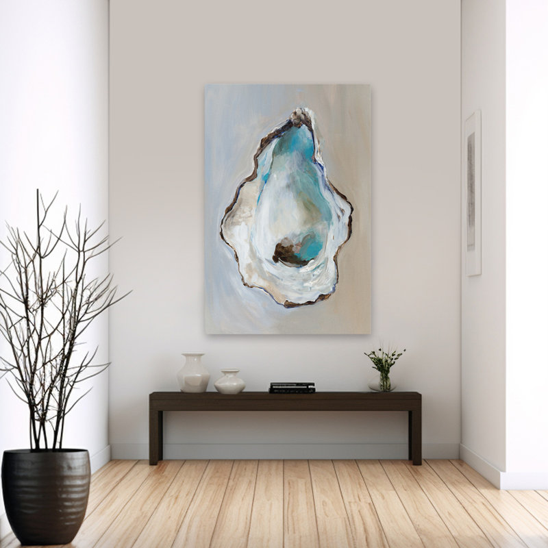 Nautical Whispers I Abstract Blue Coastal Shells & Coral, peinture d'art contemporain, H 60 po x l 40 po