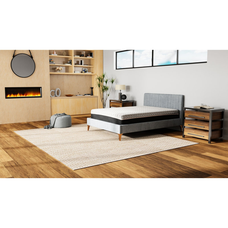 Matelas très grand cuivré 14 pouces - mémoire. Sommeil frais avec couche confort de 4 po, ressorts ensachés moelleux de 6 po et bordure de 2 po. Mousse à mémoire de forme noire et grise pour le sommeil.