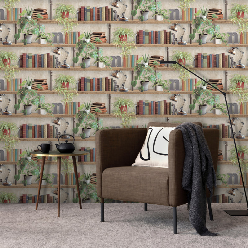Papier peint industriel avec coin-livre brun, Brun