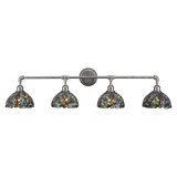 Barlas Vintage 4 Light Bath Bar Shown With 7" Kaleidoscope Art Glass