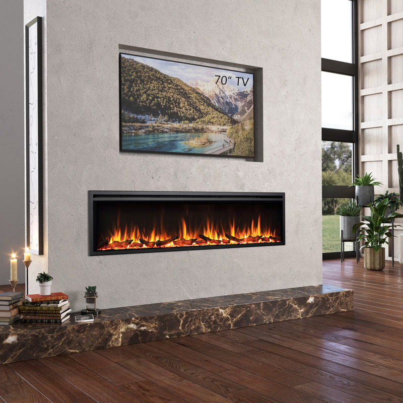 Foyer électrique encastrable l 50 po Swenja avec flamme réglable, son de feu et télécommande