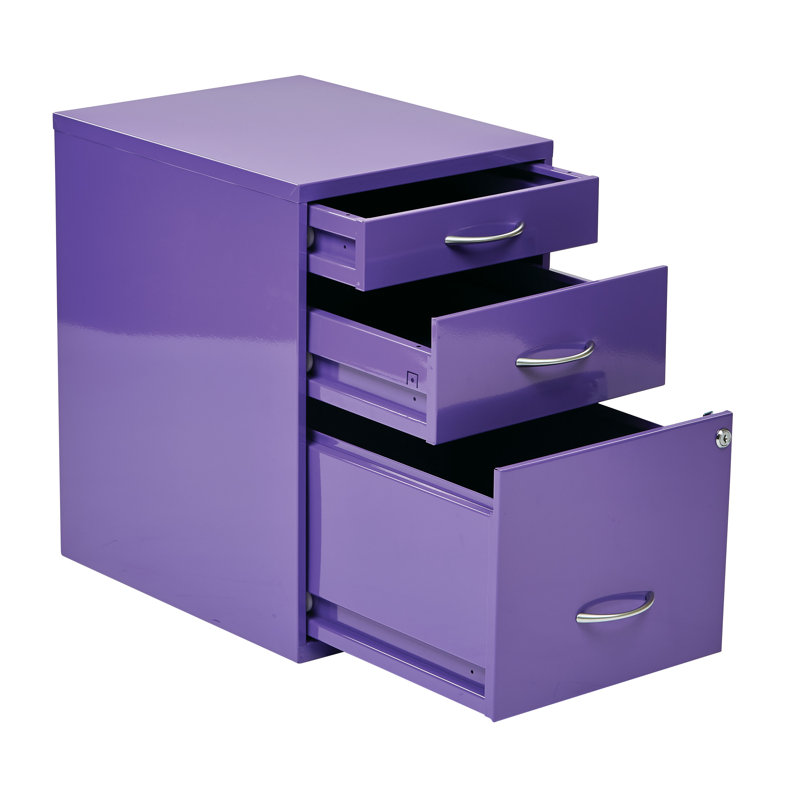 Camyiah 14.5'' Wide 3 -Drawer Steel File Cabinet, Purple