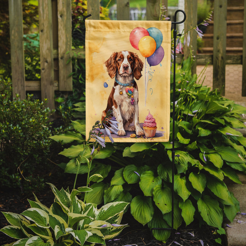 Drapeau de jardin «Happy Birthday», Épagneul Springer gallois