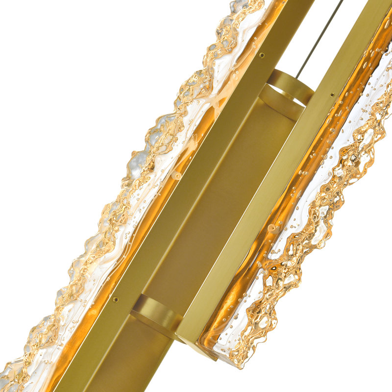 Integrated LED 6" Brass Modern Mini Pendant with Handmade Textured Glass for Kitchen Island Entryway Island Hallway, Brass