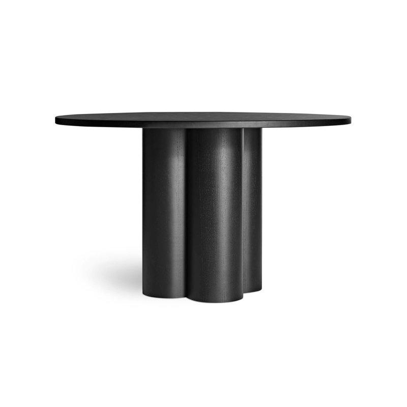 4 Quarter Round Solid Wood Dining Table, Black Ash, 48" W x 48" L