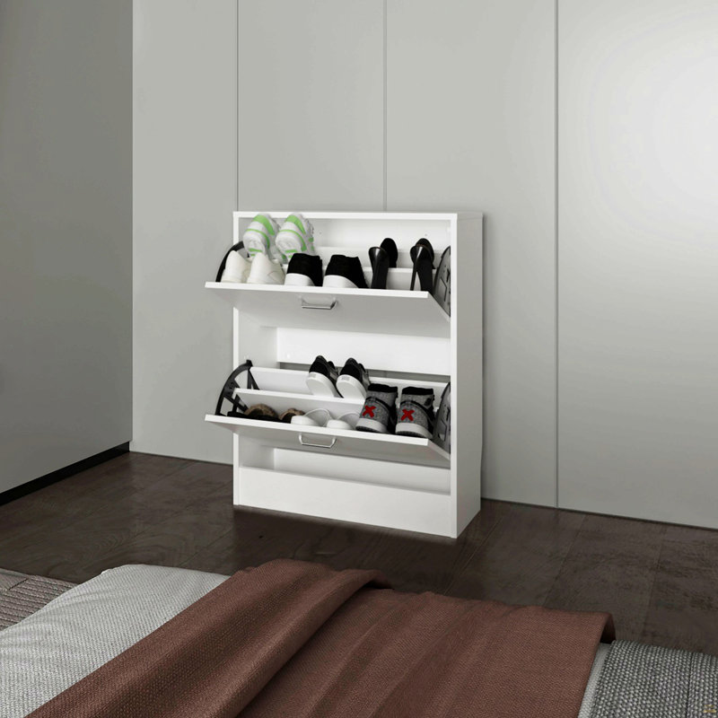 Range-chaussures avec 2 portes basculantes, Blanc