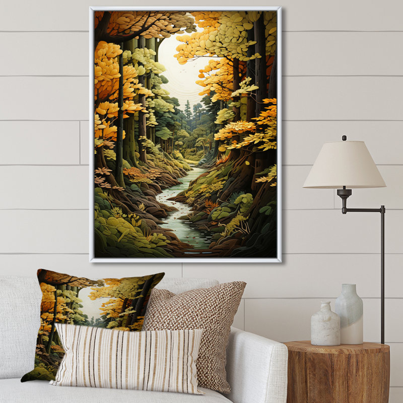 " Bold Enchanted Forest Captures I ", 32" H x 16" W x 1" D, White Floater Framed