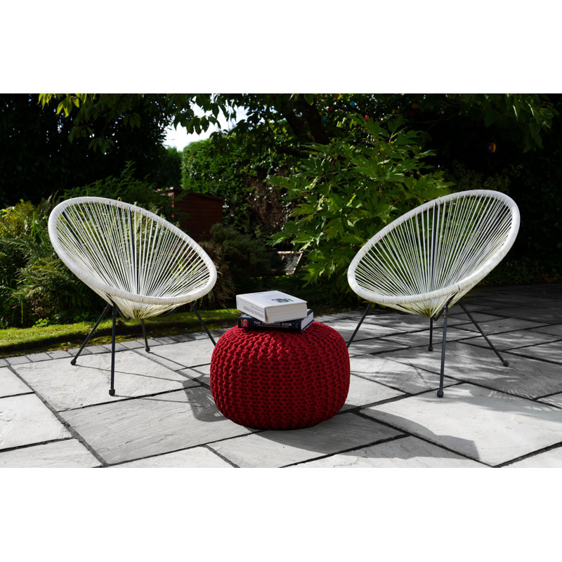 Cattaraugus Upholstered Outdoor Ottoman, Red