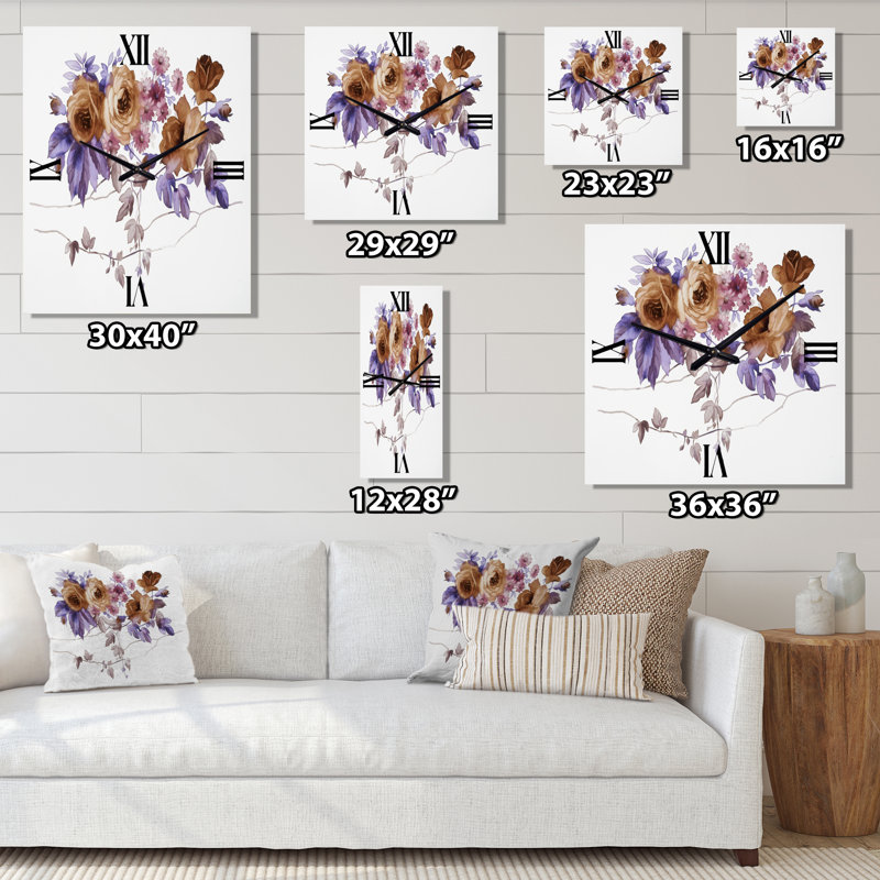Horloge murale mauve Wildflowers IV, Petit