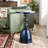 Cheryll Metal Side Table With Ocean Marble-Pattern Top And Hammered Base