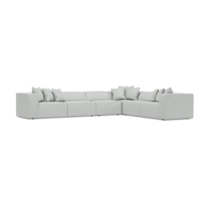 Bernhardt Bliss 4-Piece Fabric Sectional, Gray Polyester Blend, 28" H x 160.5" W x 123.5" D