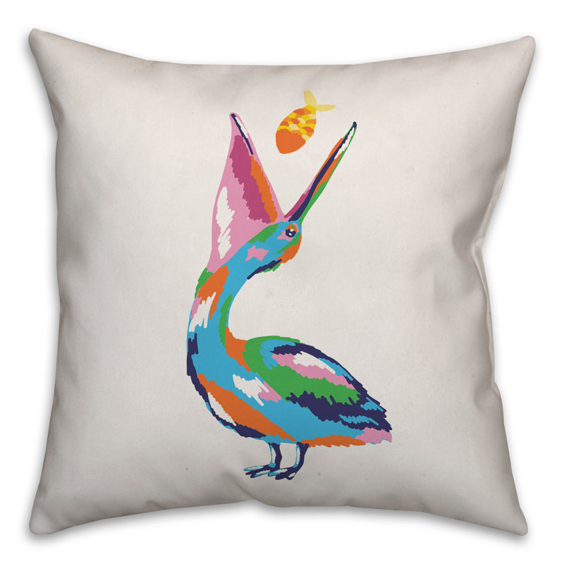 Housse de coussin carrée pelican, Polyester / Bourre en polyester, 20 po x 20 po